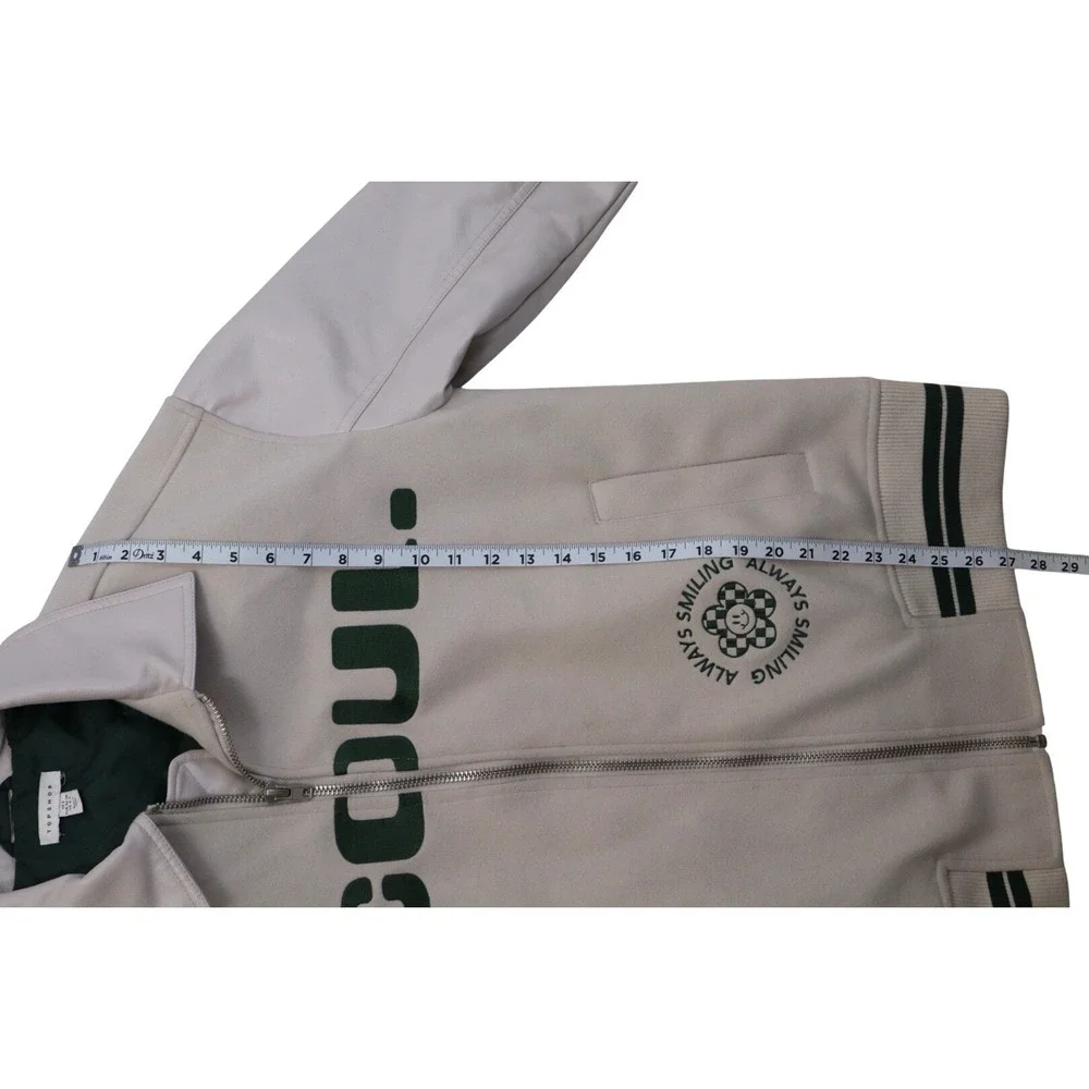 Topshop Seoul Varsity Bomber Jacket Cream Green Faux Street Wear Size S - Picture 4 of 8
